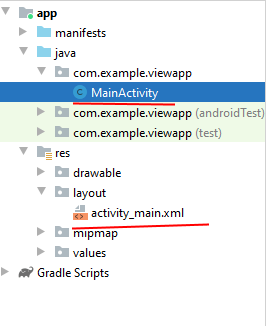 MainActivity та activity_main.xml в Android Studio